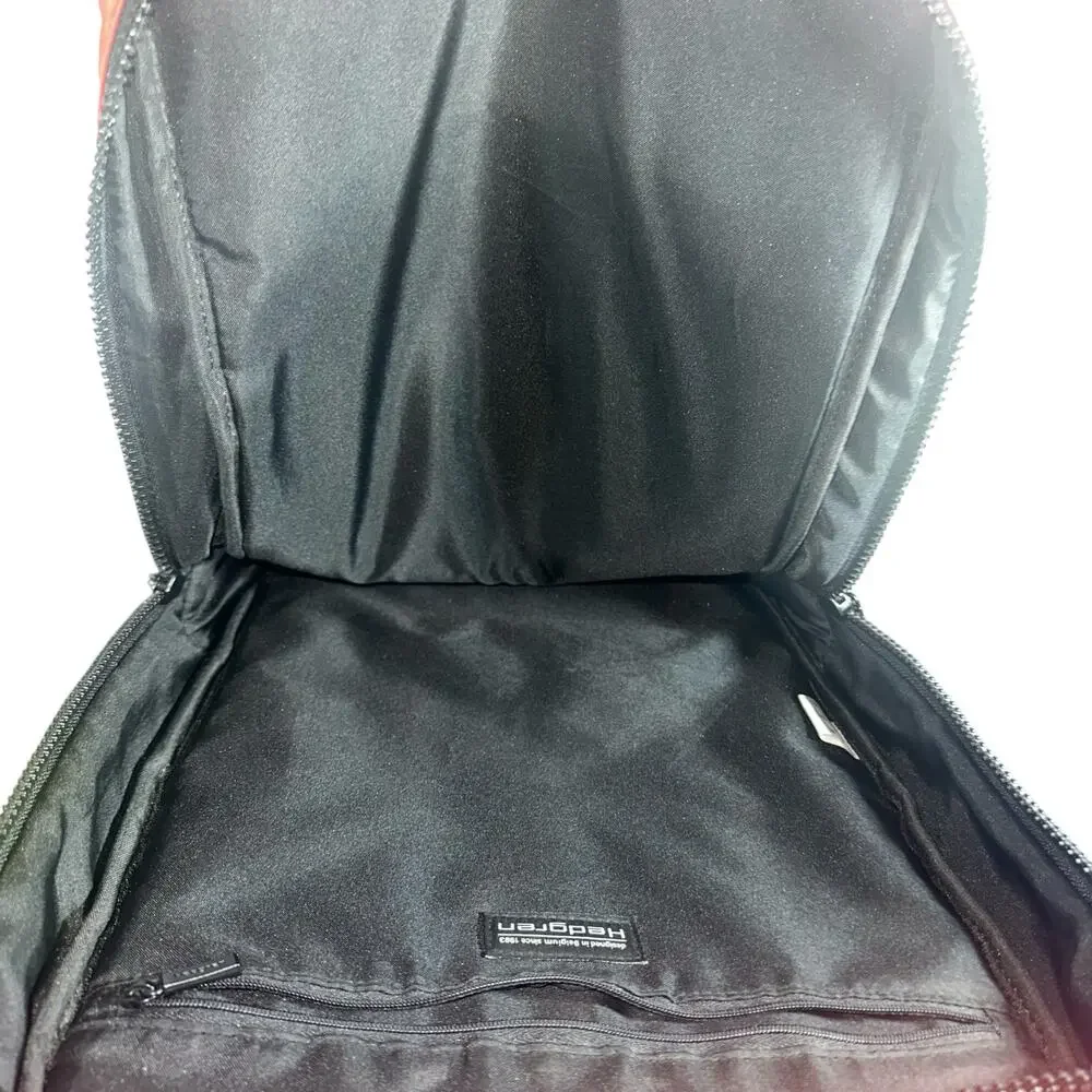 Hedgren Red Black Nylon Backpack Travel School Bag Unisex